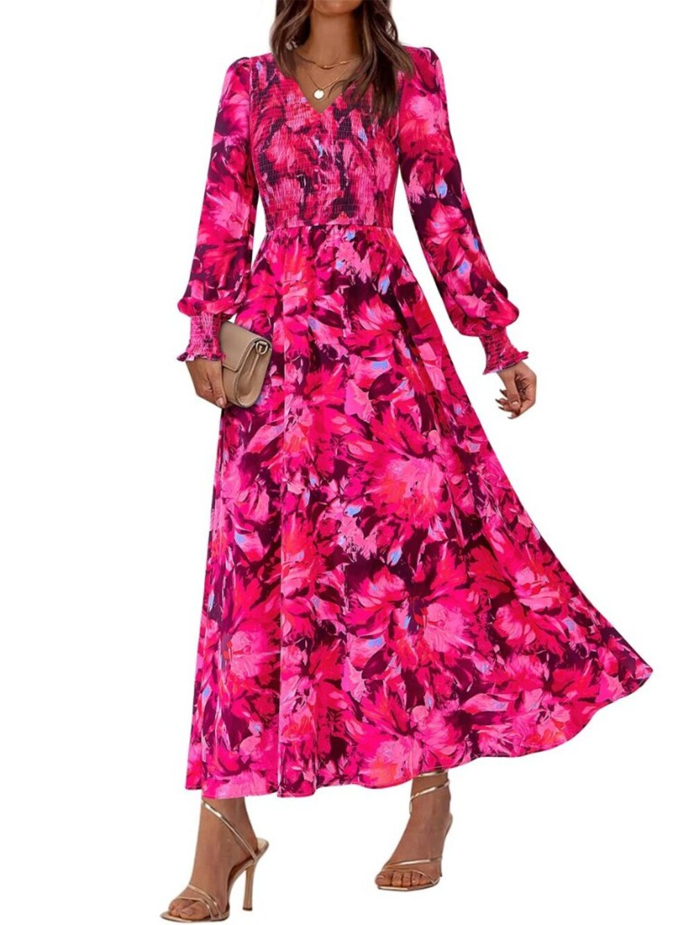 Women Fall Wedding Guest Dresses 2026 Floral Boho Maxi Dress